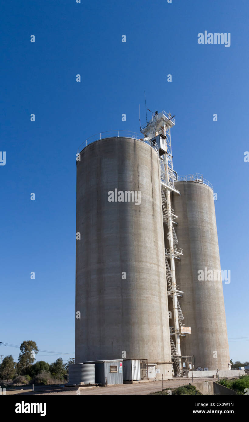 Grain silos in Outback, NSW, Australia. Stock Photo
