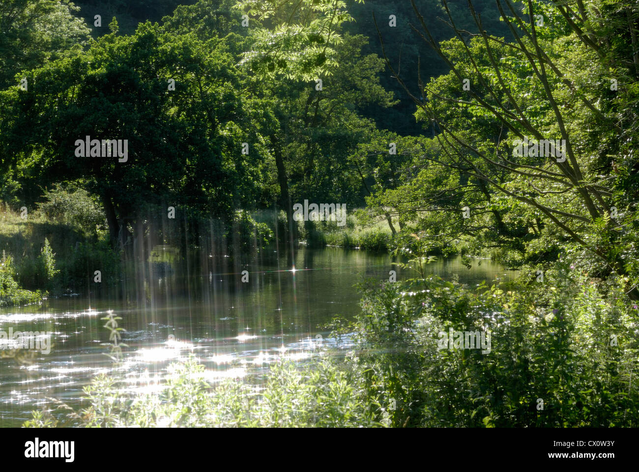 River views in Monsal Dale Valley Stock Photo