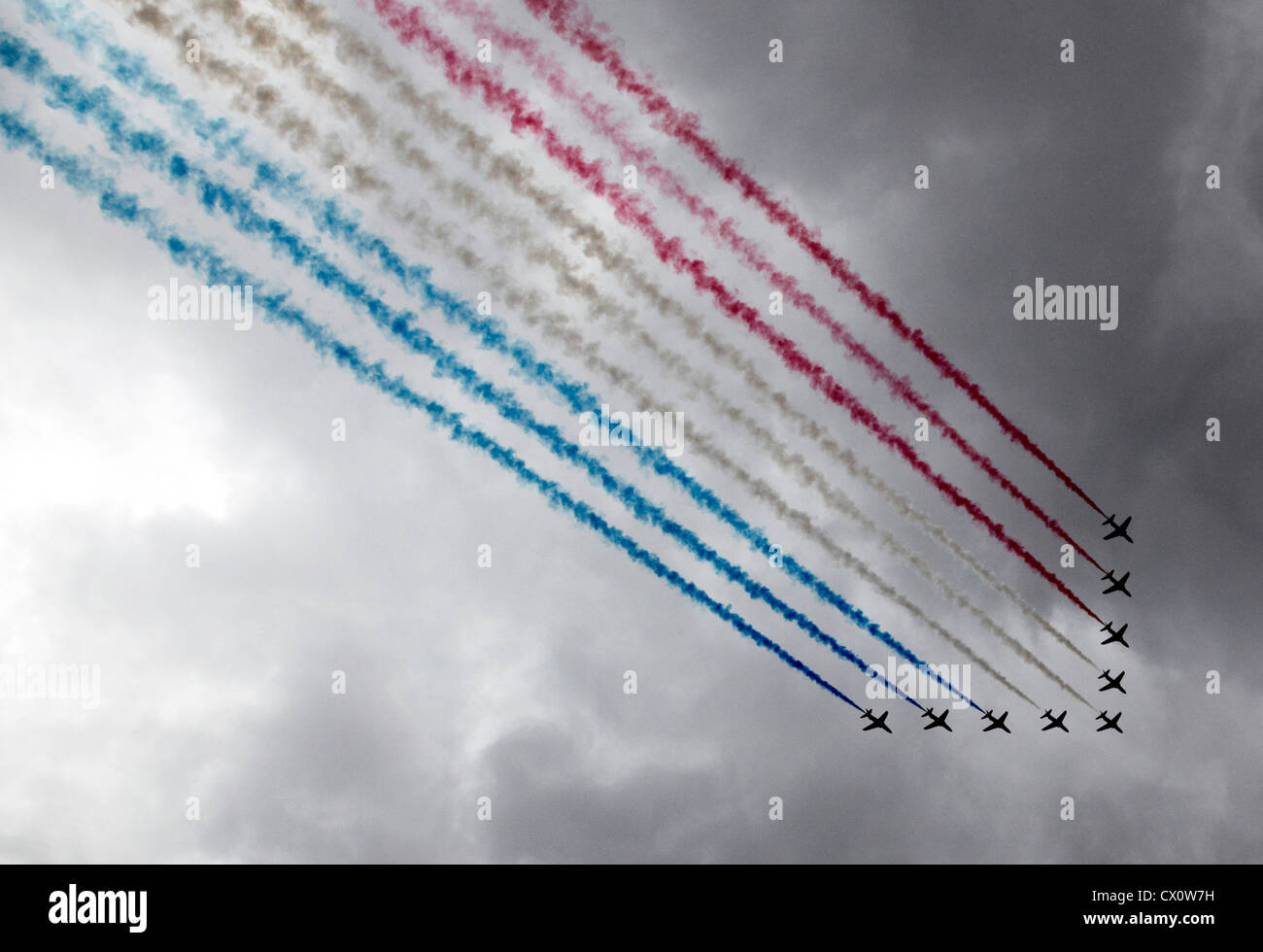 The Red Arrows At The Olympic Victory Parade London 2012 Stock Photo
