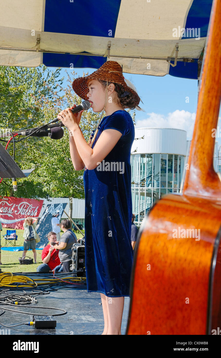 Young First Nations singer, activist, Ta’Kaiya Blaney, 11, speaks and