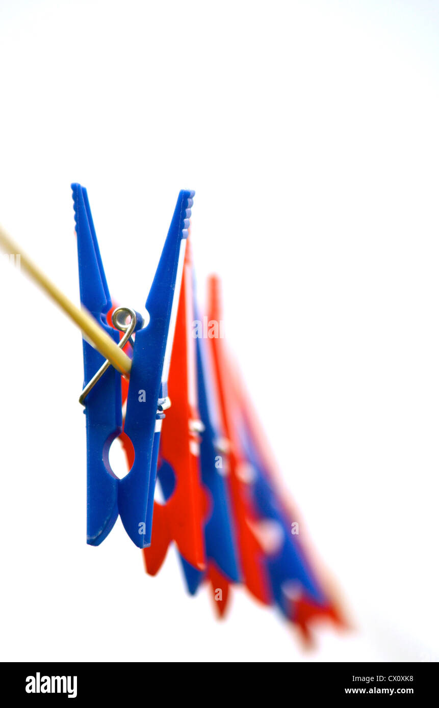 Pegs on a clothes line Stock Photo Alamy