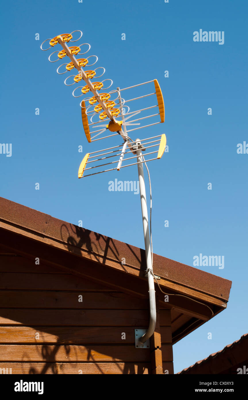 House and antenna on the roof Stock Photo Alamy