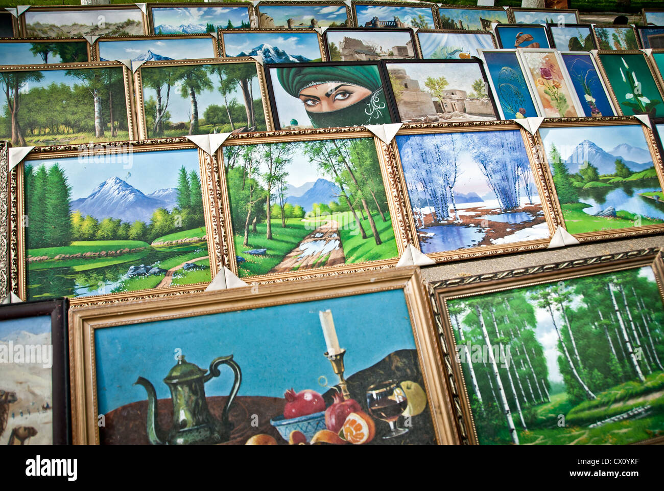 Art market, Tashkent. Uzbekistan. Stock Photo