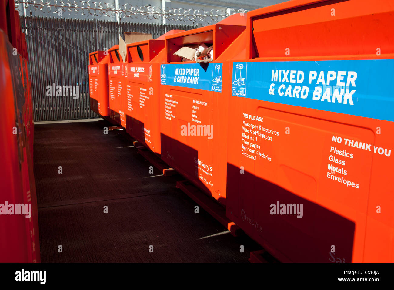 Sainsbury's Recycling Bank Stock Photo Alamy