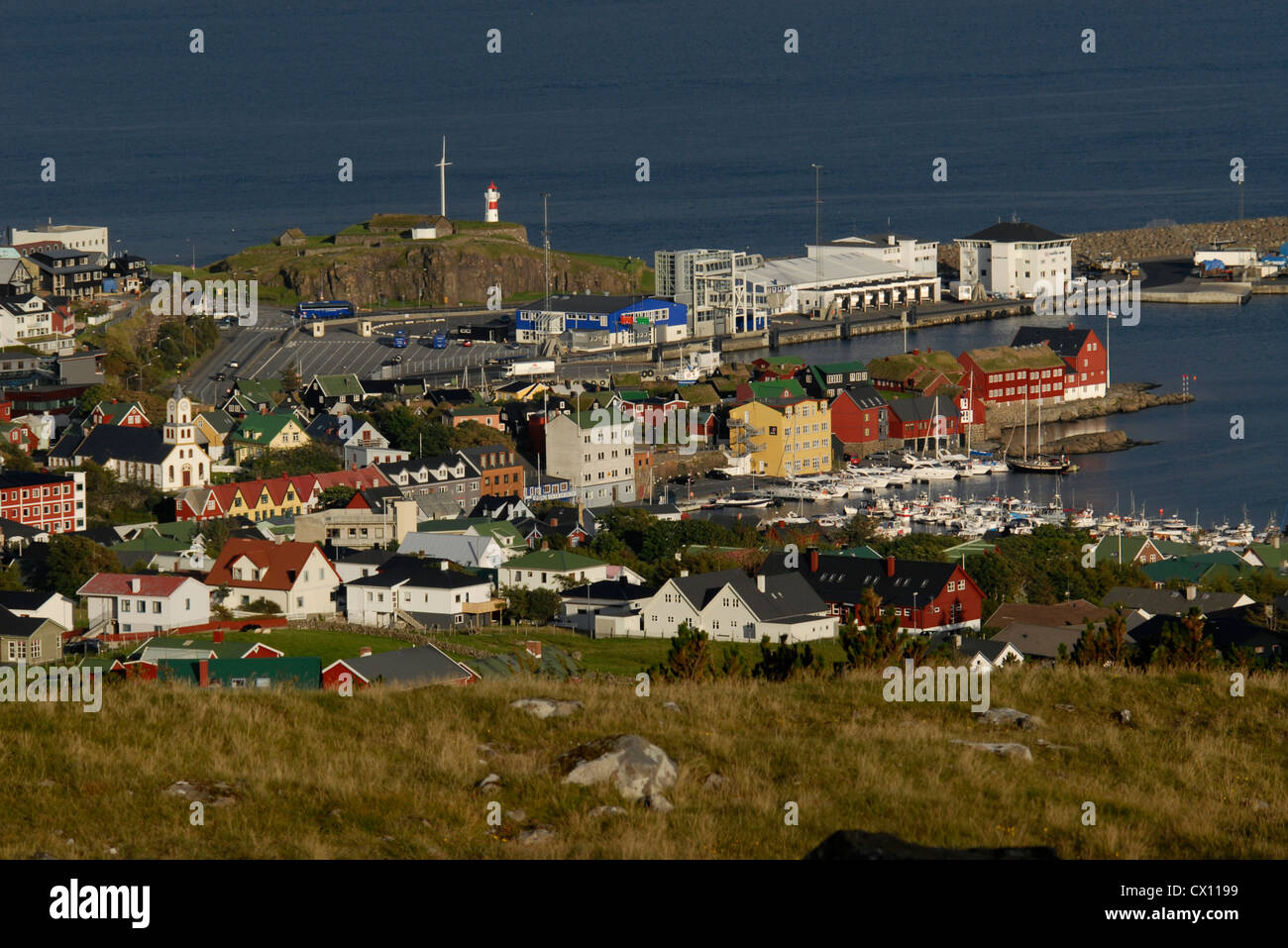 Torshavn with Tinganes peninsular, Faroe islands Stock Photo