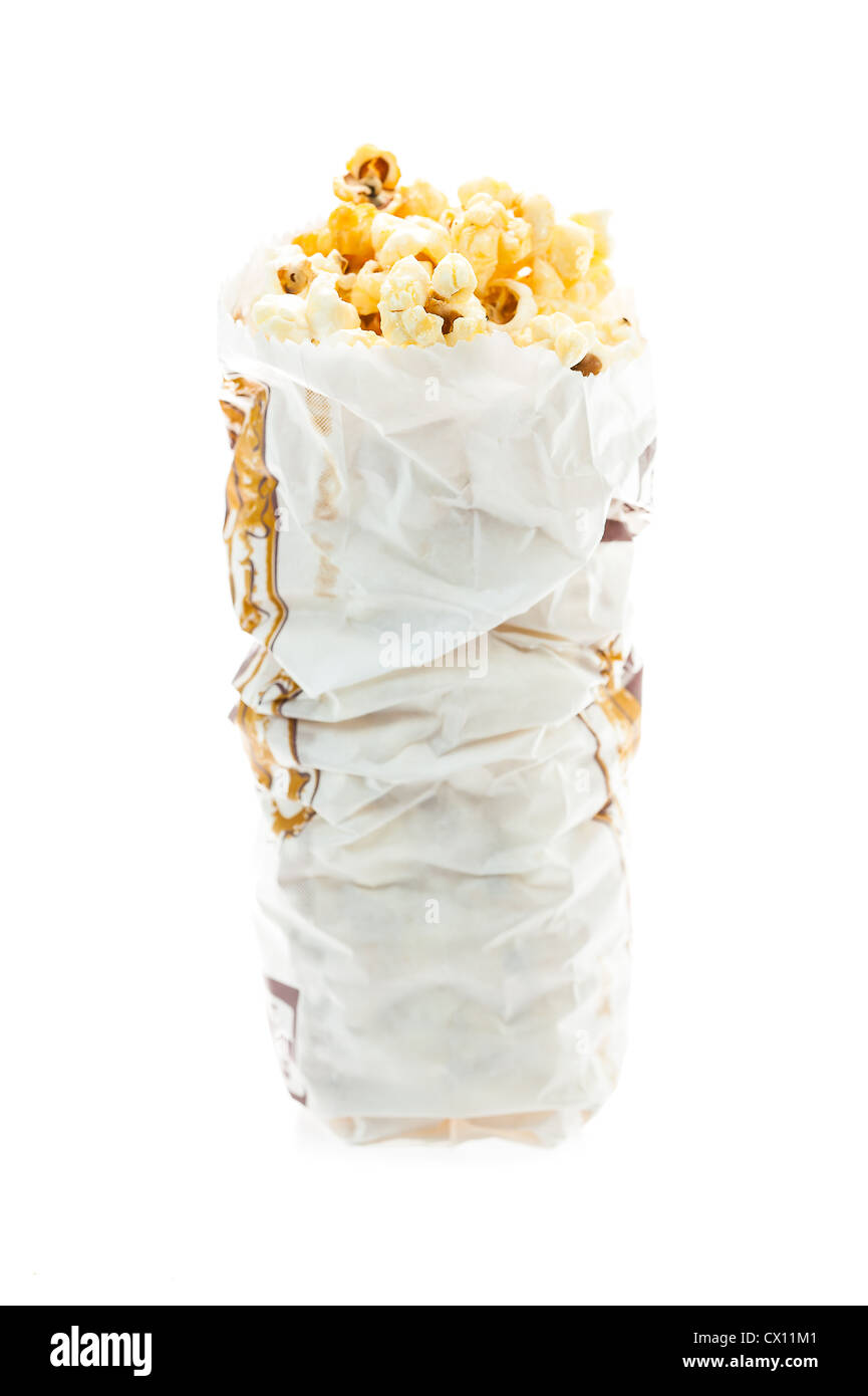 Popcorn in bag isolated on white background Stock Photo Alamy