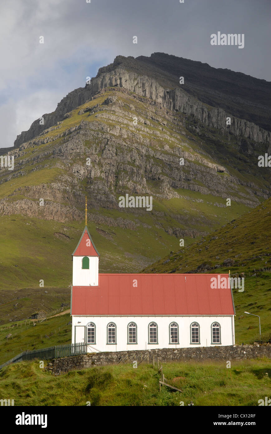 Church in Kunoy, Kunoy island, Faroe islands Stock Photo