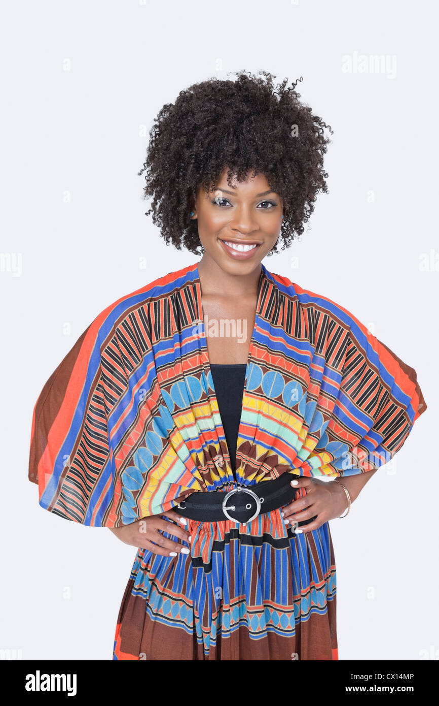 Portrait of beautiful African American woman in traditional wear ...