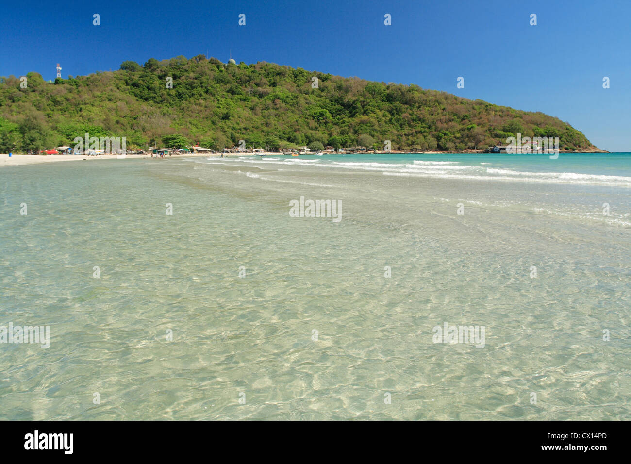 Clear water and white sand beach in daytime , Thailand. Stock Photo