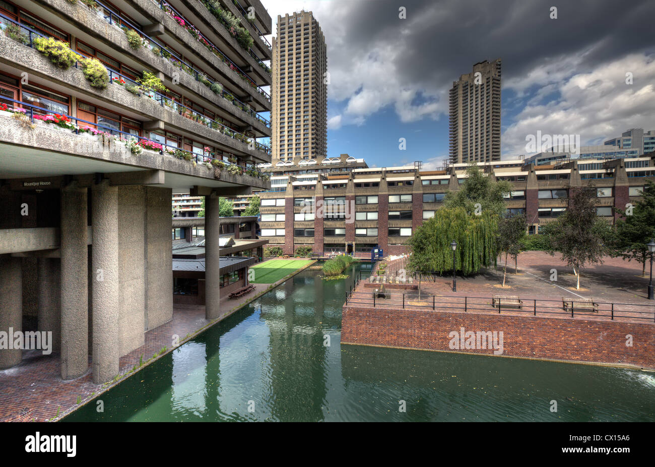 The Barbican Center in London, one of the most famous examples of Brutalist architecture to be found. Stock Photo
