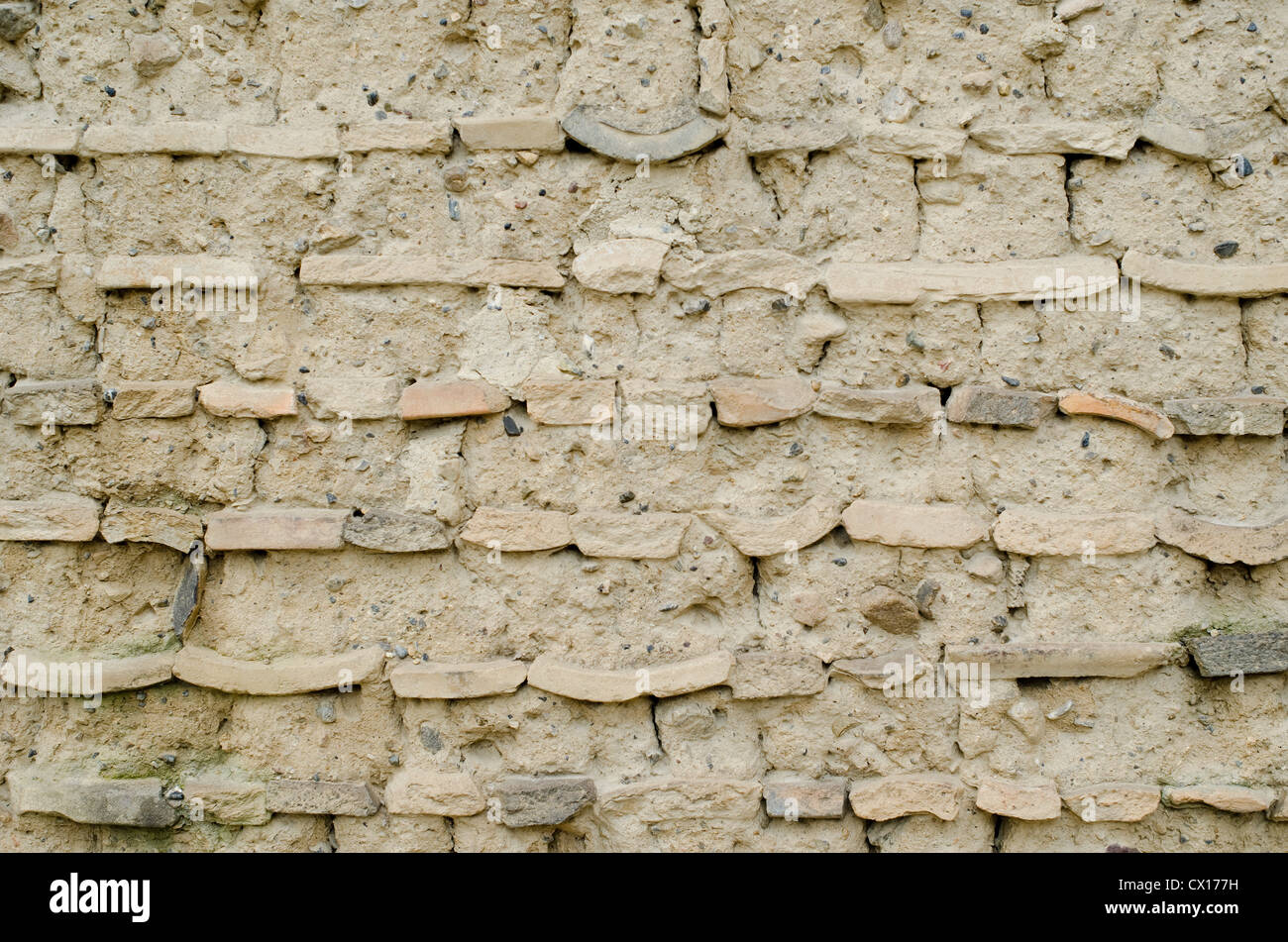 Detail of an old clay wall in Japan, background structure Stock Photo