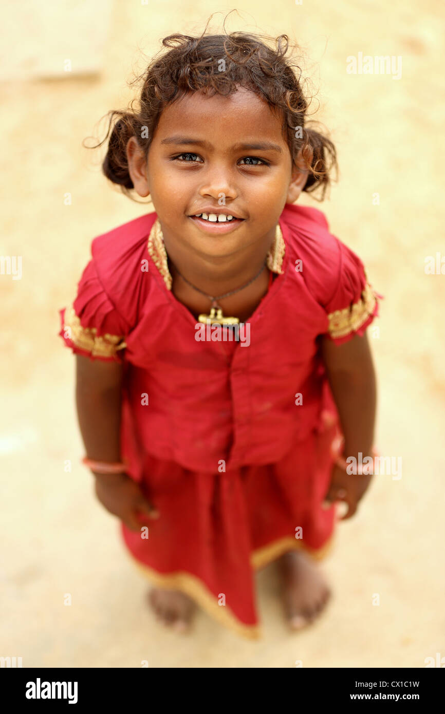 Very shy Indian rural girl Andhra Pradesh South India Stock Photo - Alamy