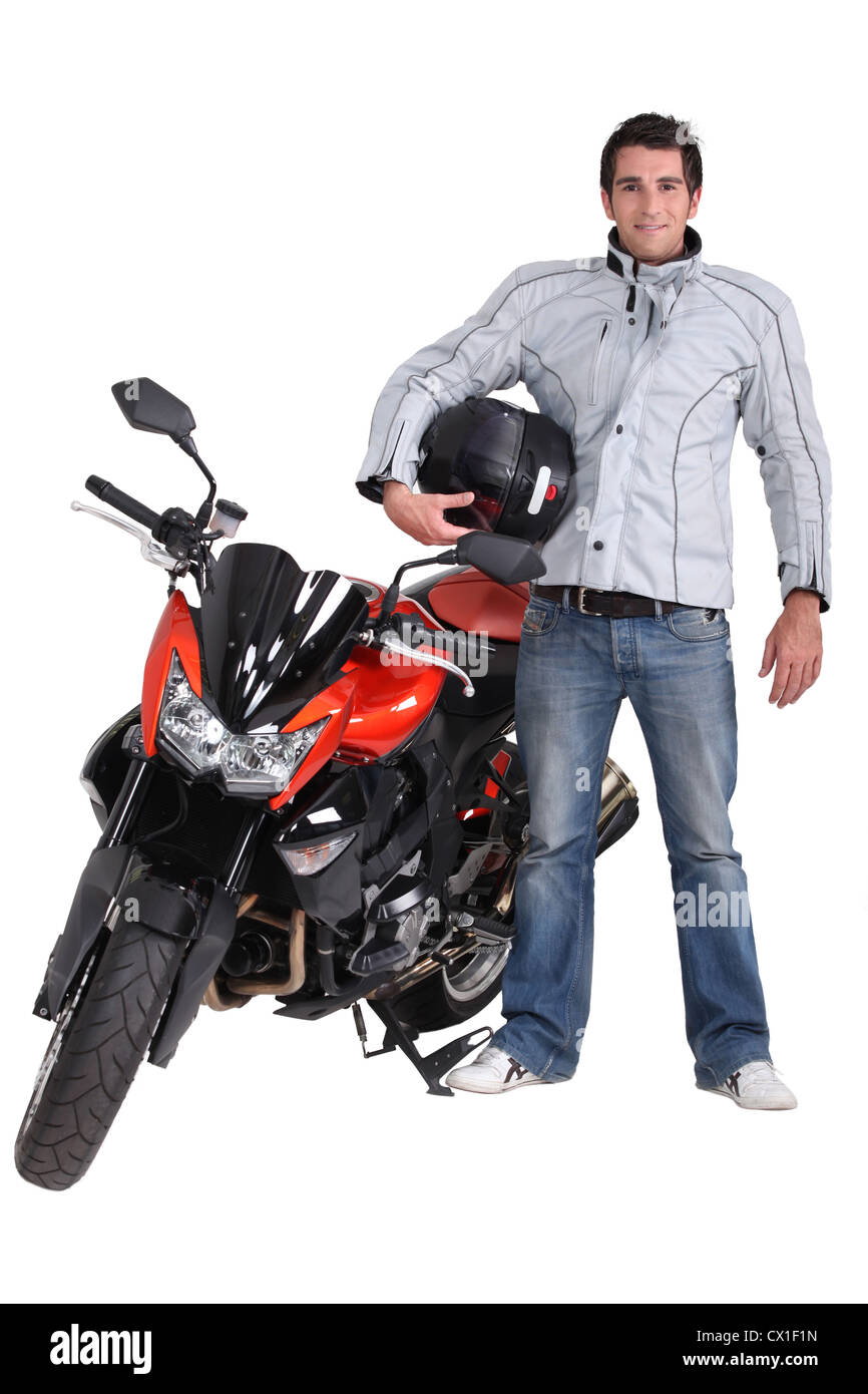 Man helmet hair biker Cut Out Stock Images & Pictures - Alamy