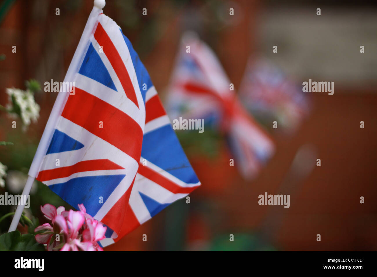 Union Jack Flags in a row Stock Photo Alamy