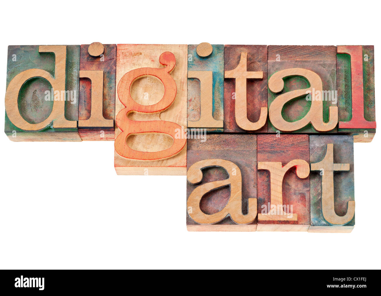 digital art - isolated text in vintage letterpress wood type Stock Photo