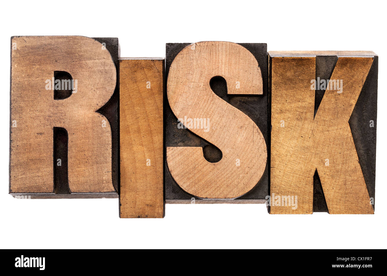 risk - isolated word in vintage letterpress wood type Stock Photo