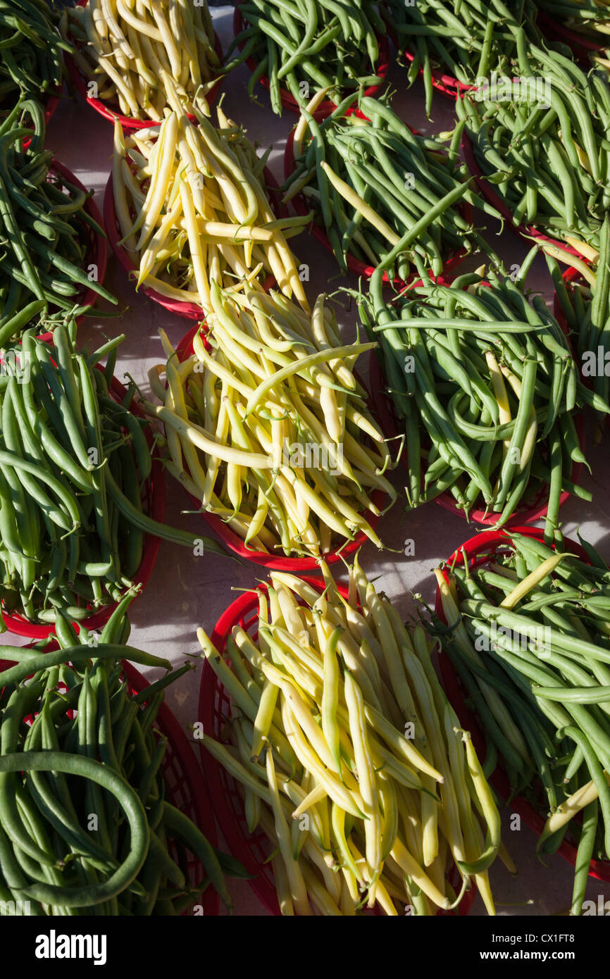Green and wax beans in farmer's market Stock Photo Alamy