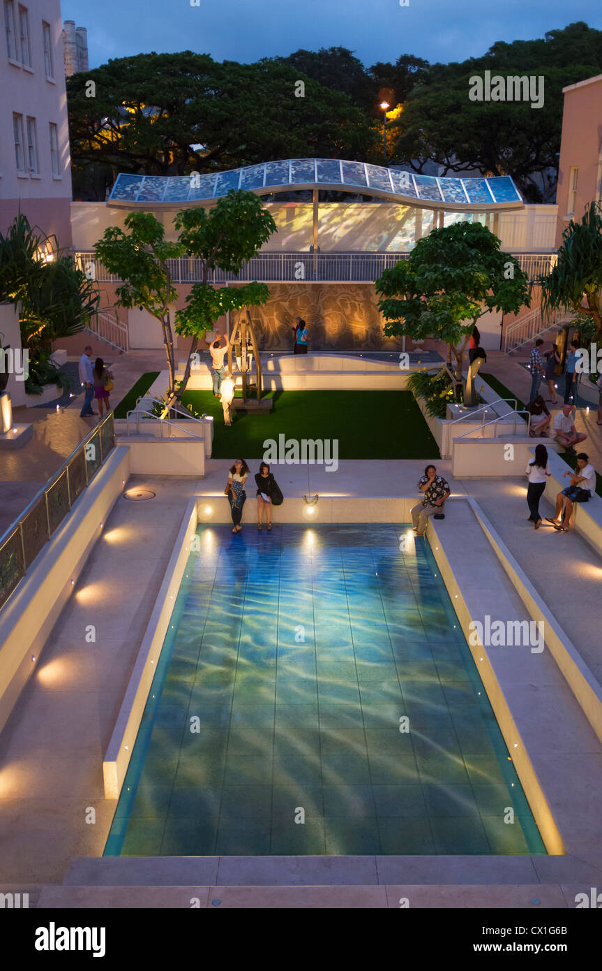 Sculpture Garden Courtyard of Hawaii State Arts Museum with pool ...