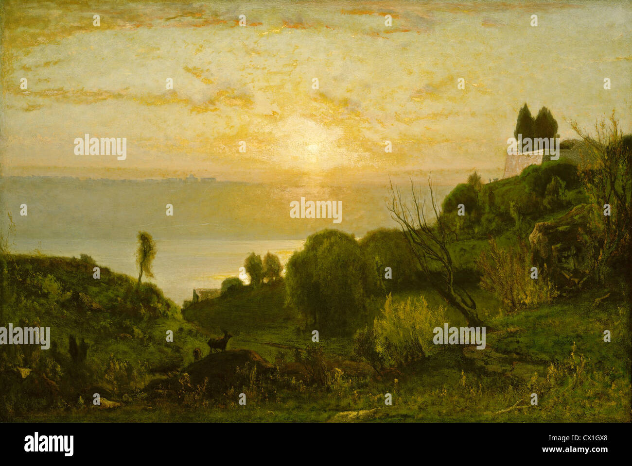 George Inness, Lake Albano, Sunset, American, 1825 - 1894, c. 1874, oil on canvas Stock Photo