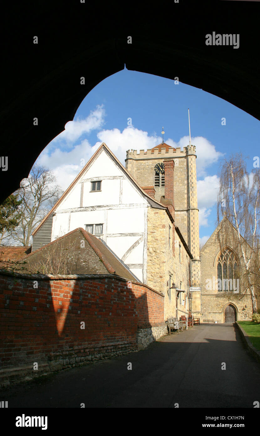 Abbey and Museum through lych gate Dorchester on Thames Oxfordshire