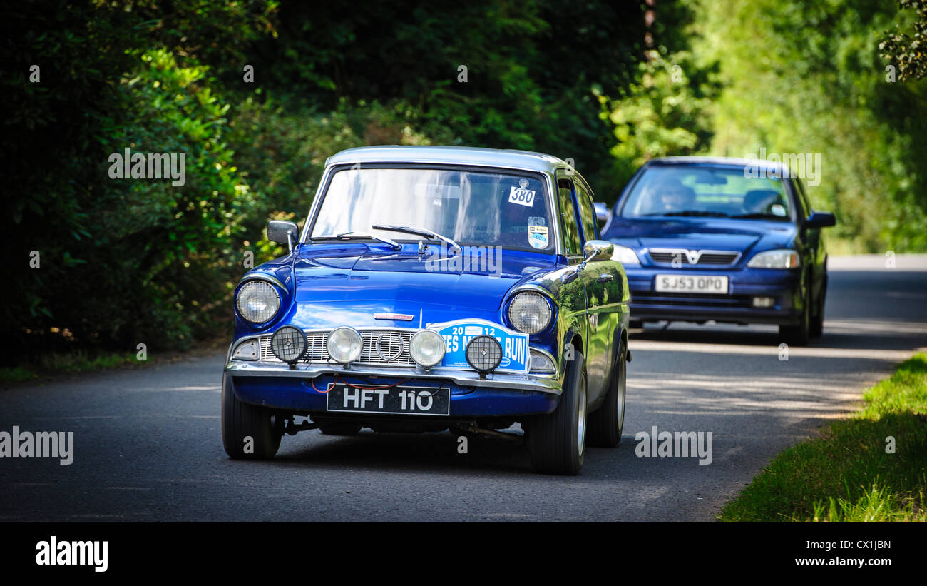 Vintage car driving in South Lanarkshire during the Biggar Vintage Car