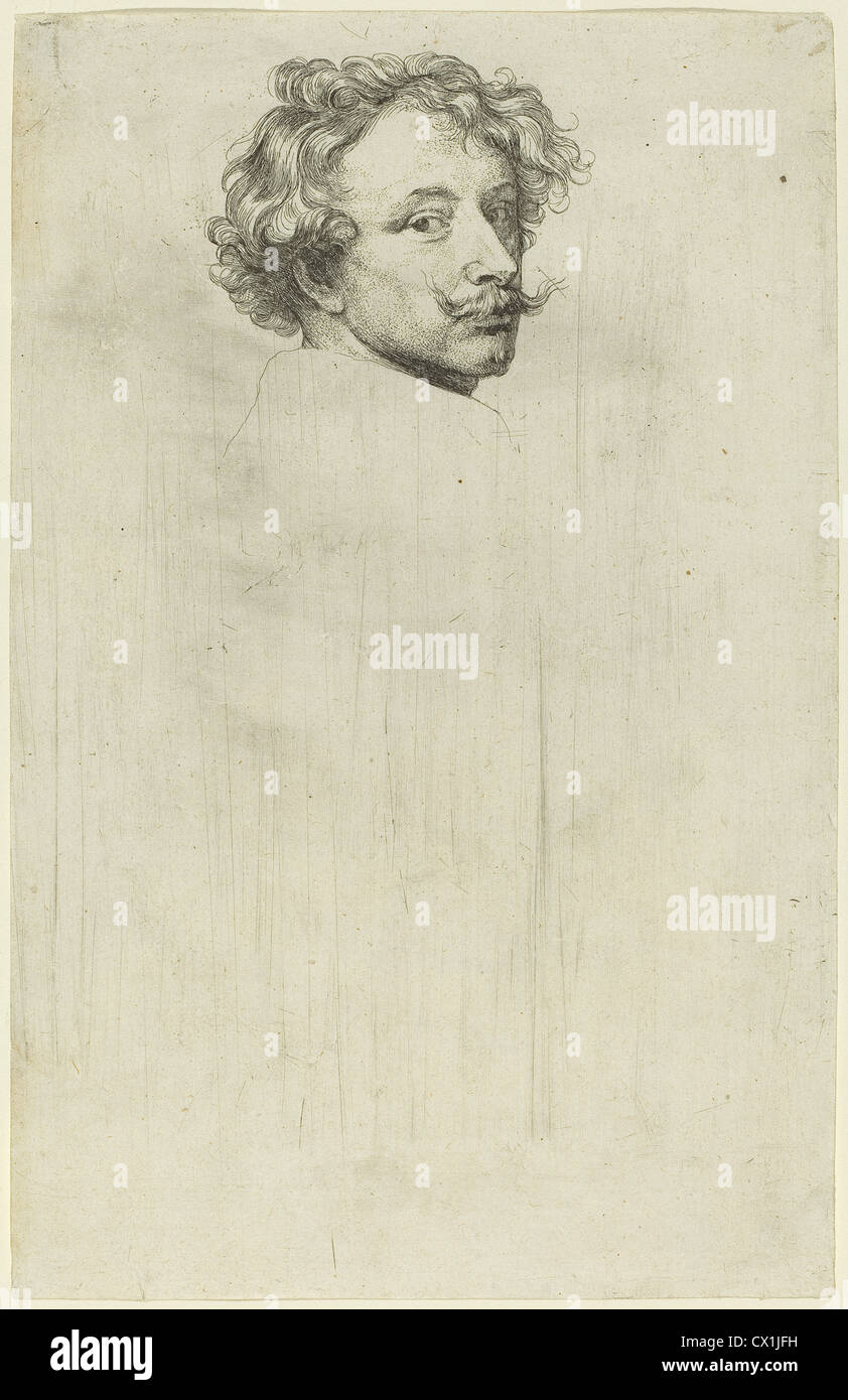 Sir Anthony van Dyck (Flemish, 1599 - 1641 ), Self-Portrait, probably 1626/1641, etching Stock Photo