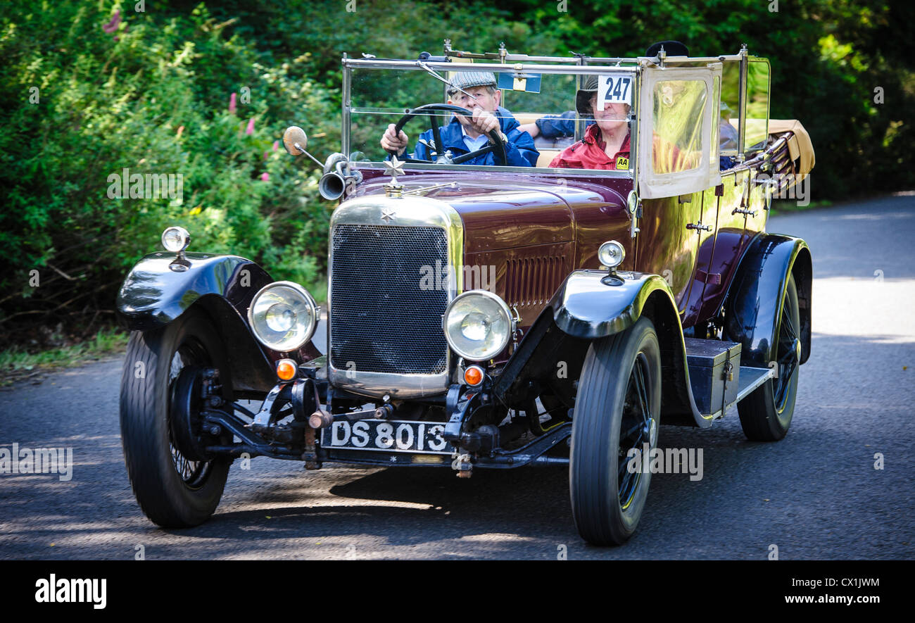 Vintage car driving in South Lanarkshire during the Biggar Vintage Car