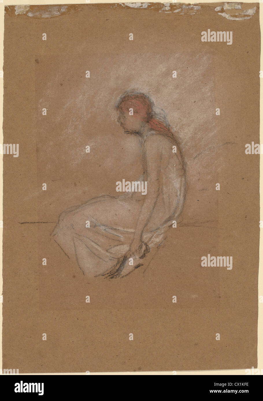 James McNeill Whistler, Seated Woman with Red Hair, American, 1834 - 1903, 1870/1873, pastel and chalk on brown paper Stock Photo