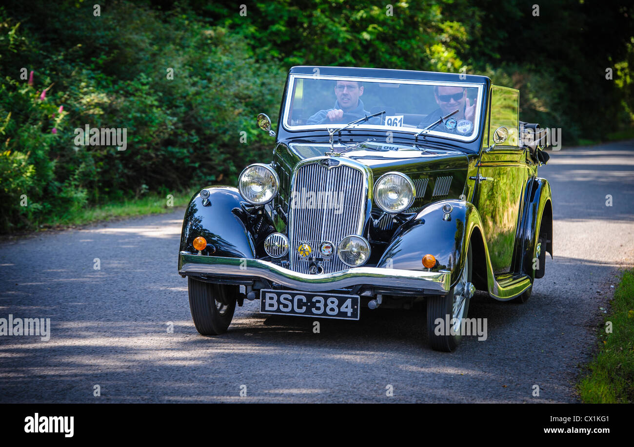 Vintage Triumph car driving in South Lanarkshire during the Biggar