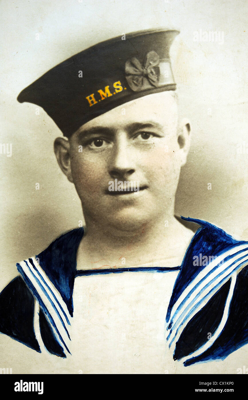 Royal Navy sailor's portrait of WW11 Stock Photo
