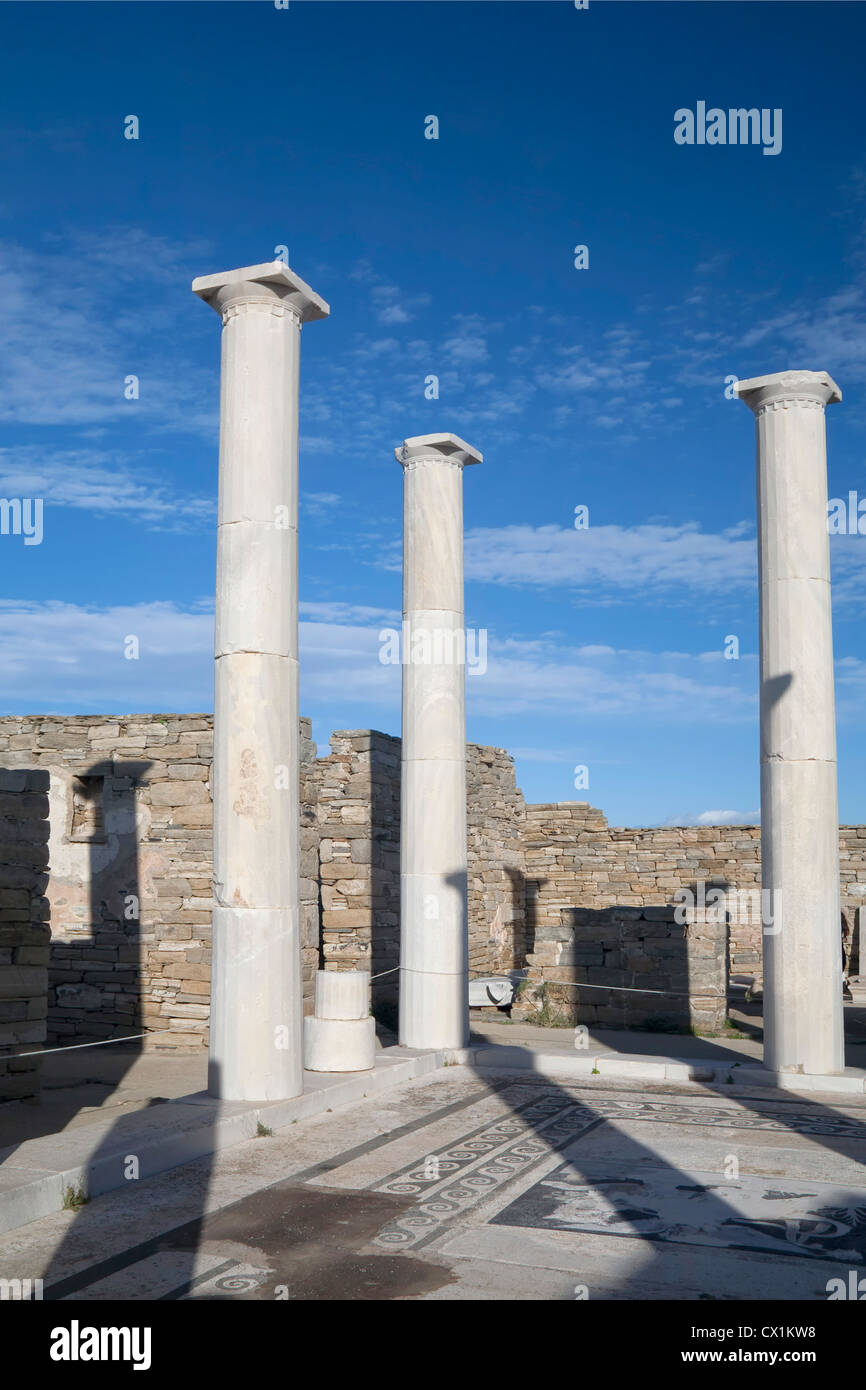The Greek island of Delos,  is one of the most important historical and archaeological sites in Greece. Stock Photo
