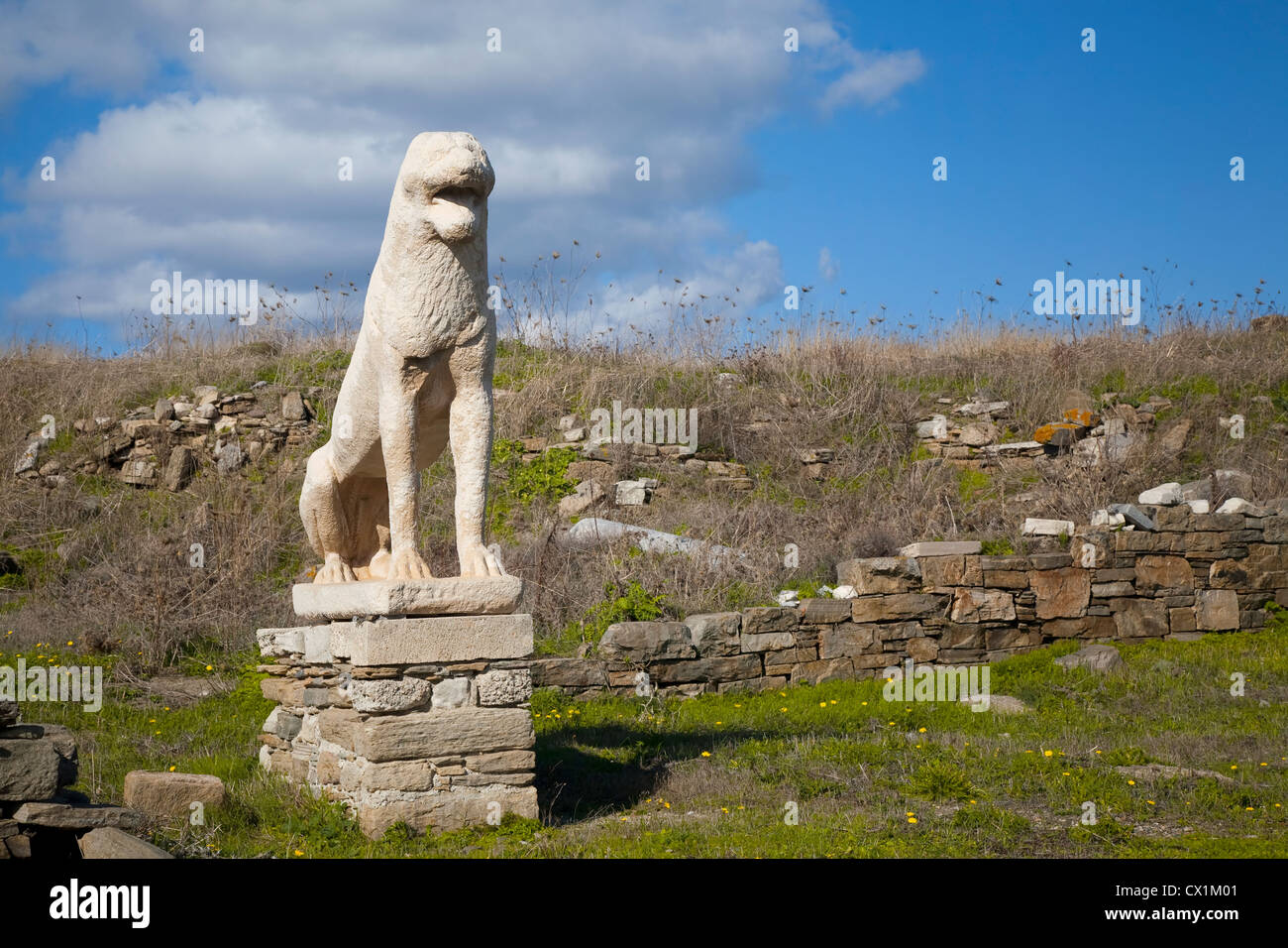 The marble lions on the Greek island of Delos are replicas of the ...