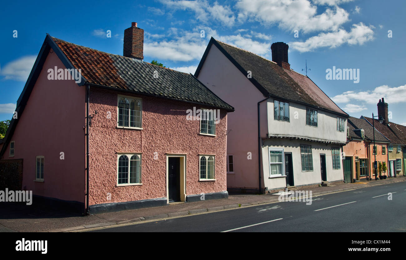 Street in the Village of Ixworth, Suffolk, England Stock Photo