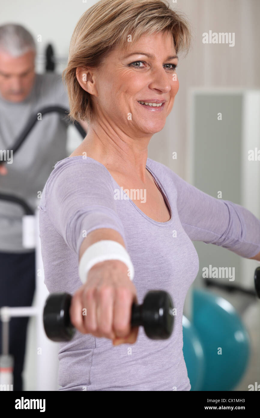 Older people in the gym Stock Photo