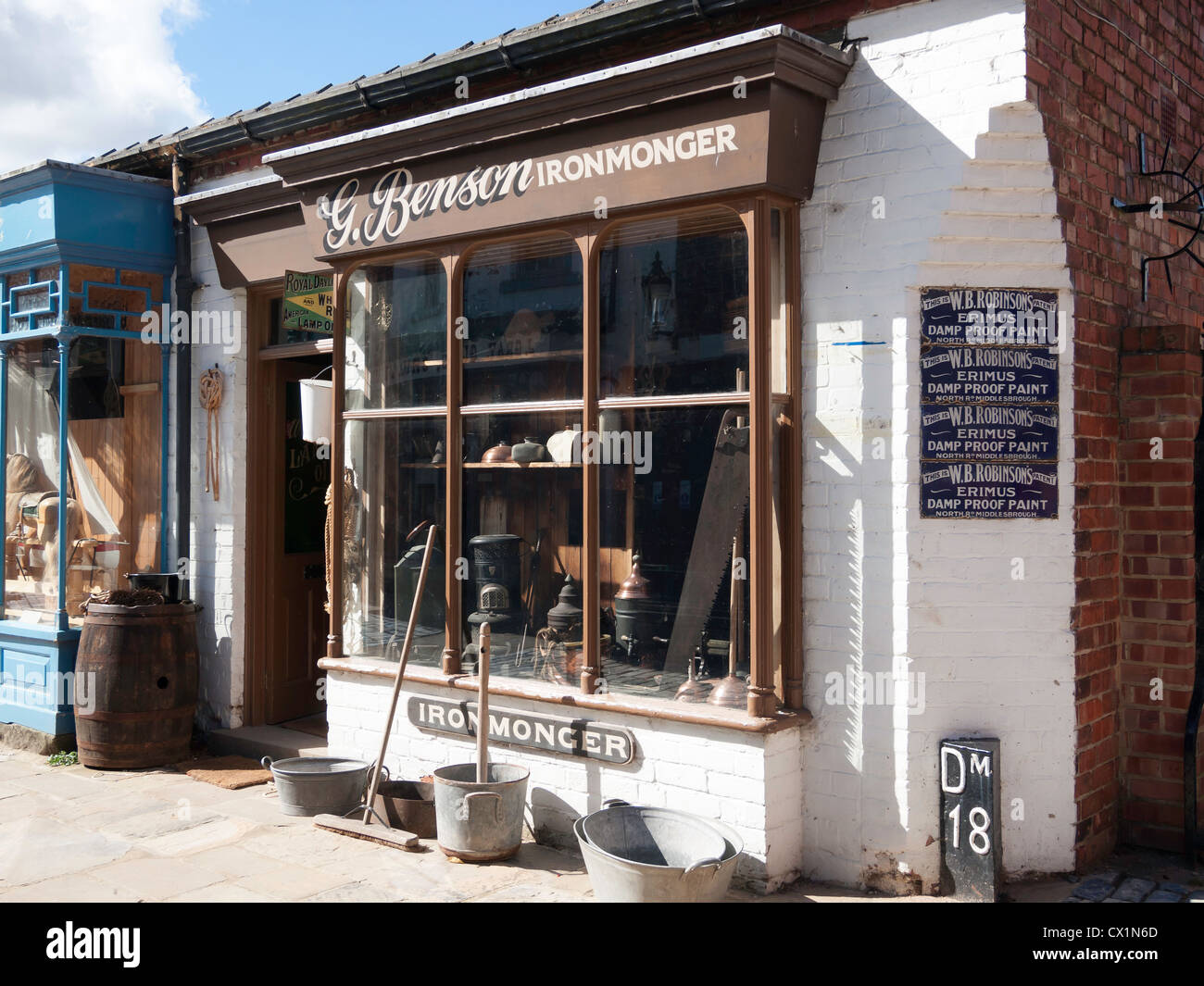 Replica of a Victorian Ironmonger's shop in Preston Park Museum Stockton on Tees Stock Photo