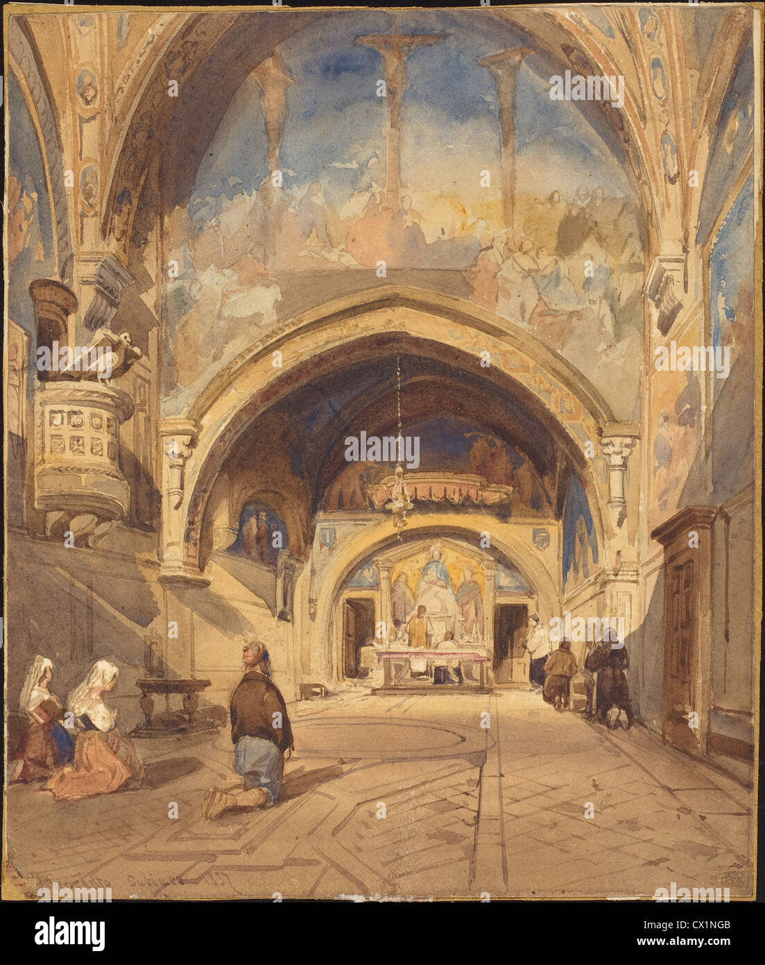 David Roberts (Scottish, 1796 - 1864 ), The Interior of the Church of San Benedetto, 1837 Stock Photo
