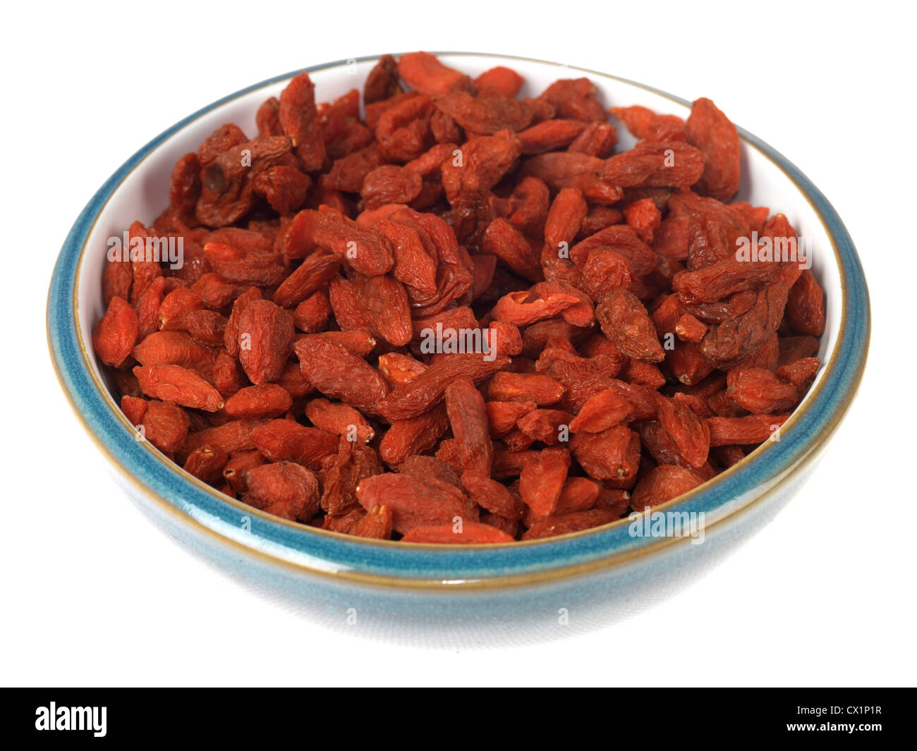 Bowl Of Healthy Dried Goji Berries Isolated White Background With