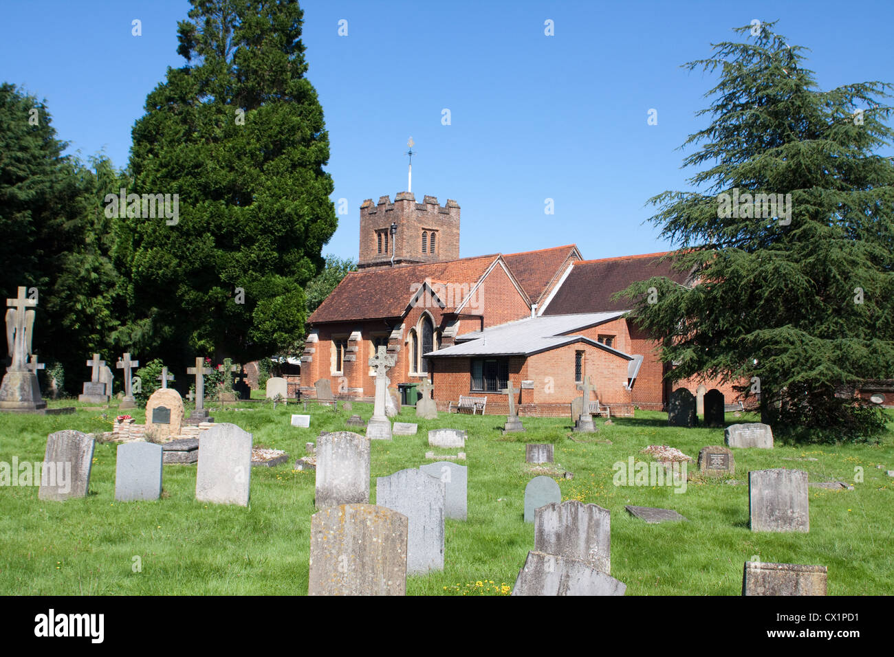 The graveyard of the parish church of St James, Fulmer. Stock Photo