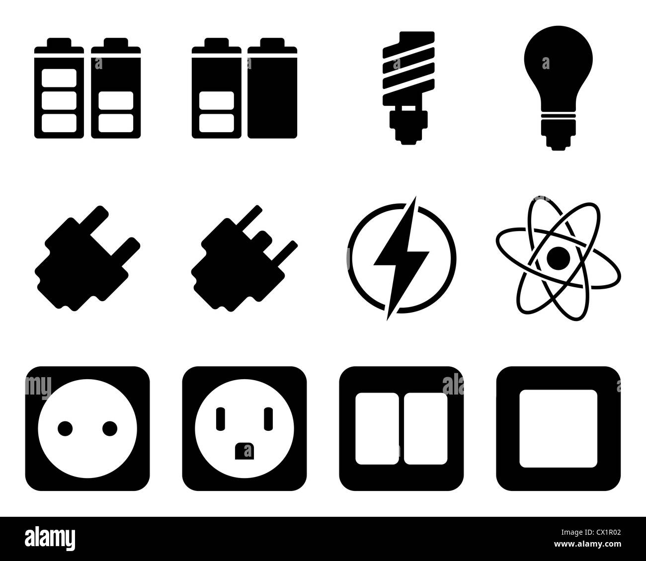 Electricity and energy icon set. Vector illustration Stock Photo - Alamy