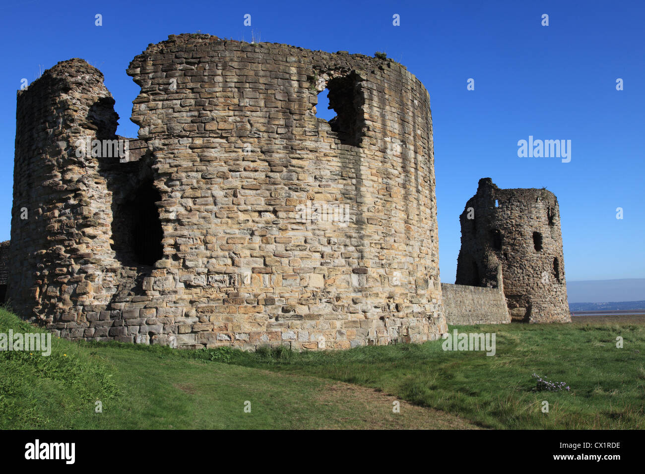 The ruins of 13th century Flint castle north east Wales UK Stock Photo