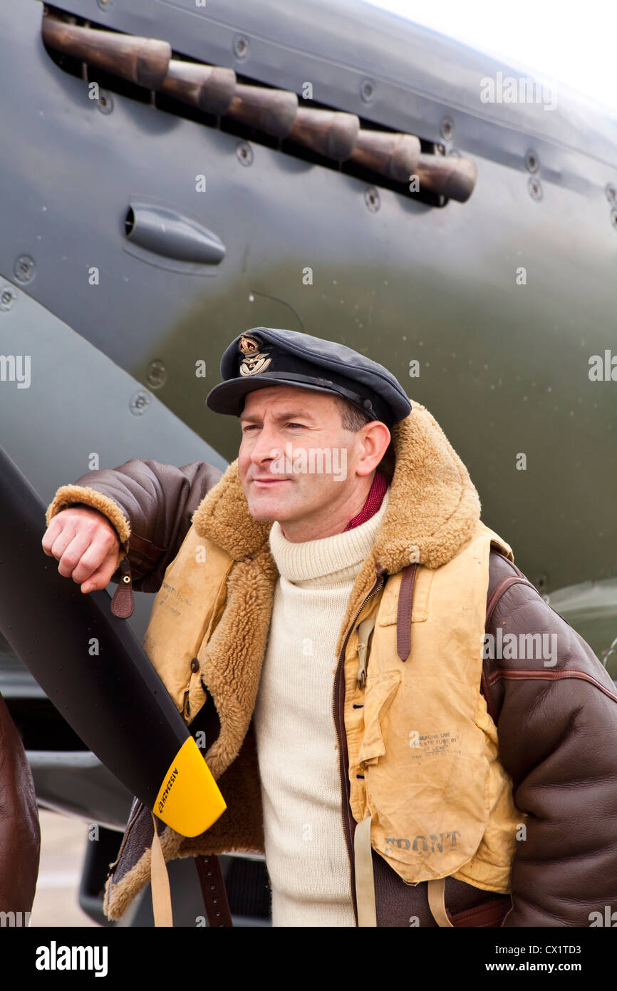 Royal air force Spitfire pilot. Stock Photo