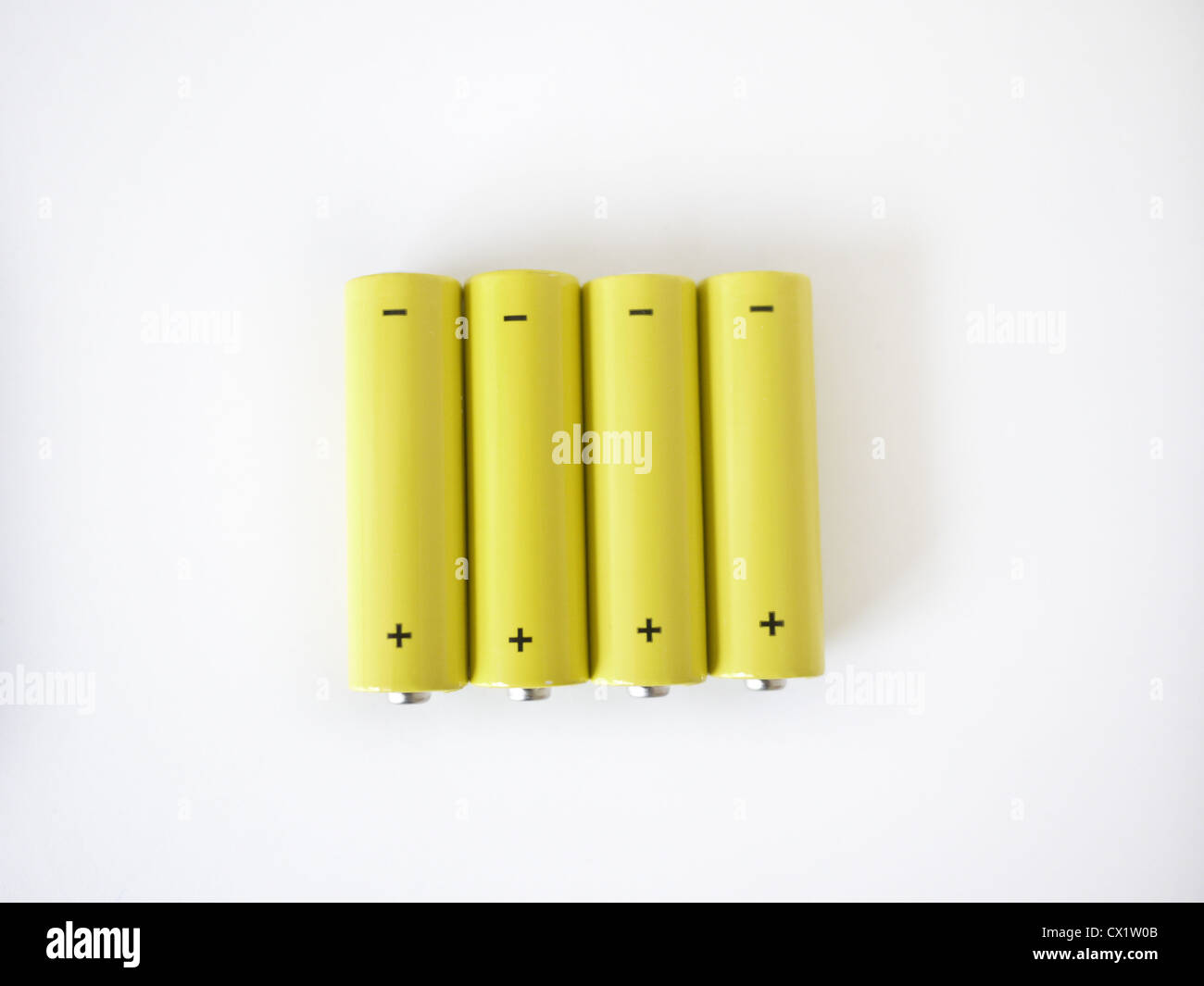 four batteries positive negative Stock Photo Alamy