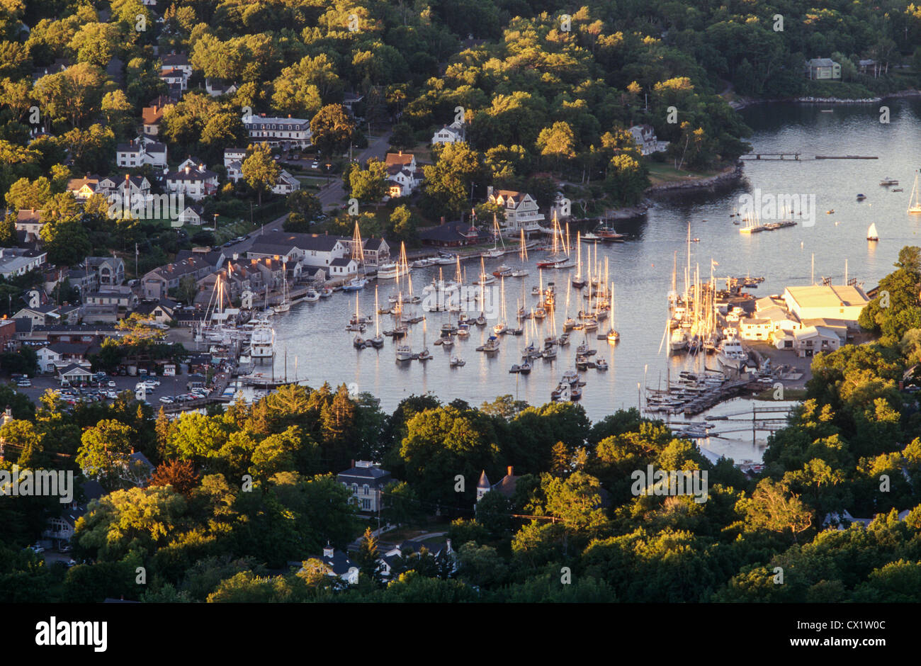 Aerial of Rockport harbor midcoast of Maine Stock Photo Alamy