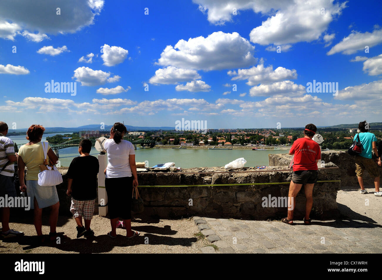 View from Esztergom Basilica across Danube and Slovakian Republic Stock Photo