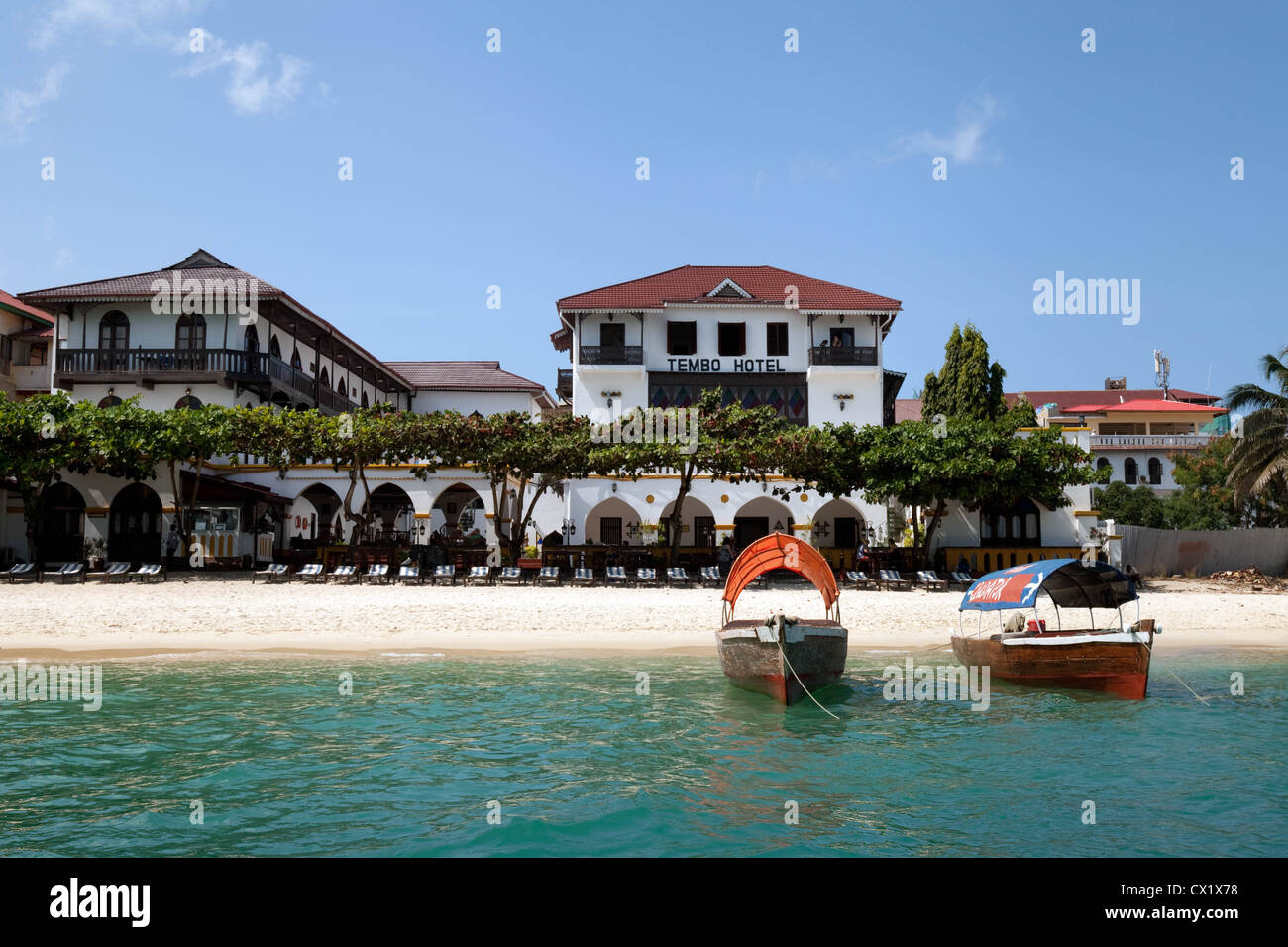 Tembo Hotel and beach, Stone Town, Zanzibar Africa Stock Photo