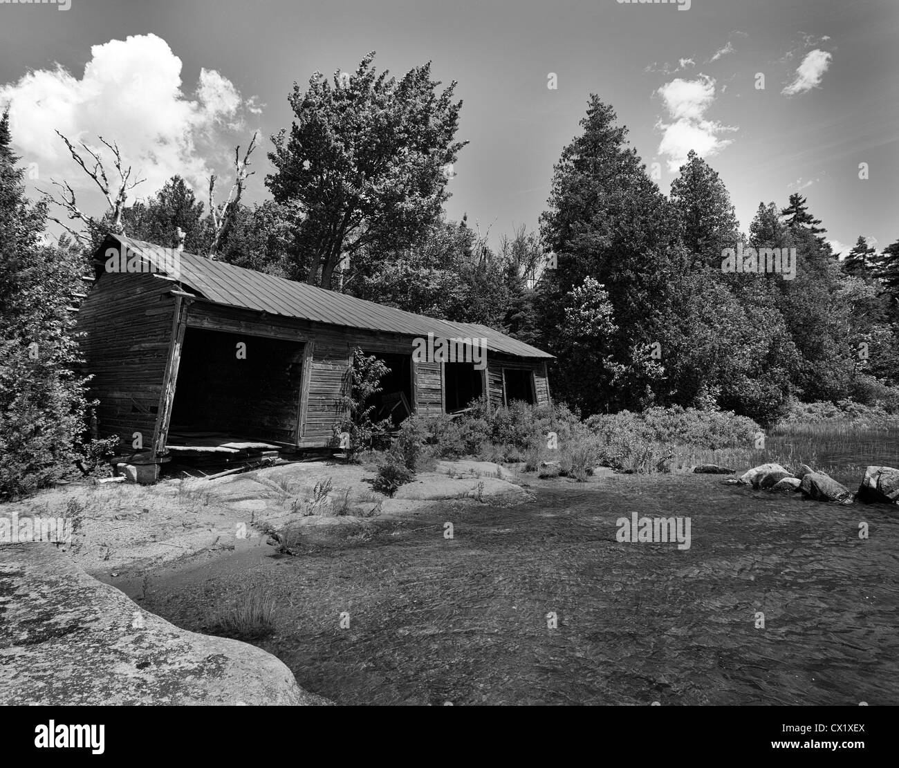 Abandoned boat house Lake Avril, Vermont USA Stock Photo