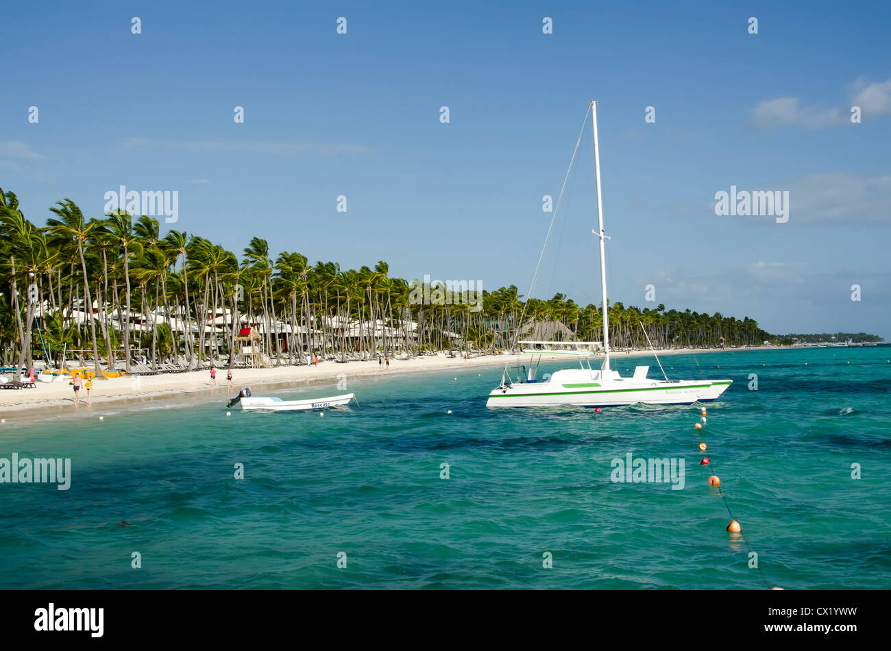 Sailboat off Bavaro Beach, Punta Cana, Dominican Republic Stock Photo