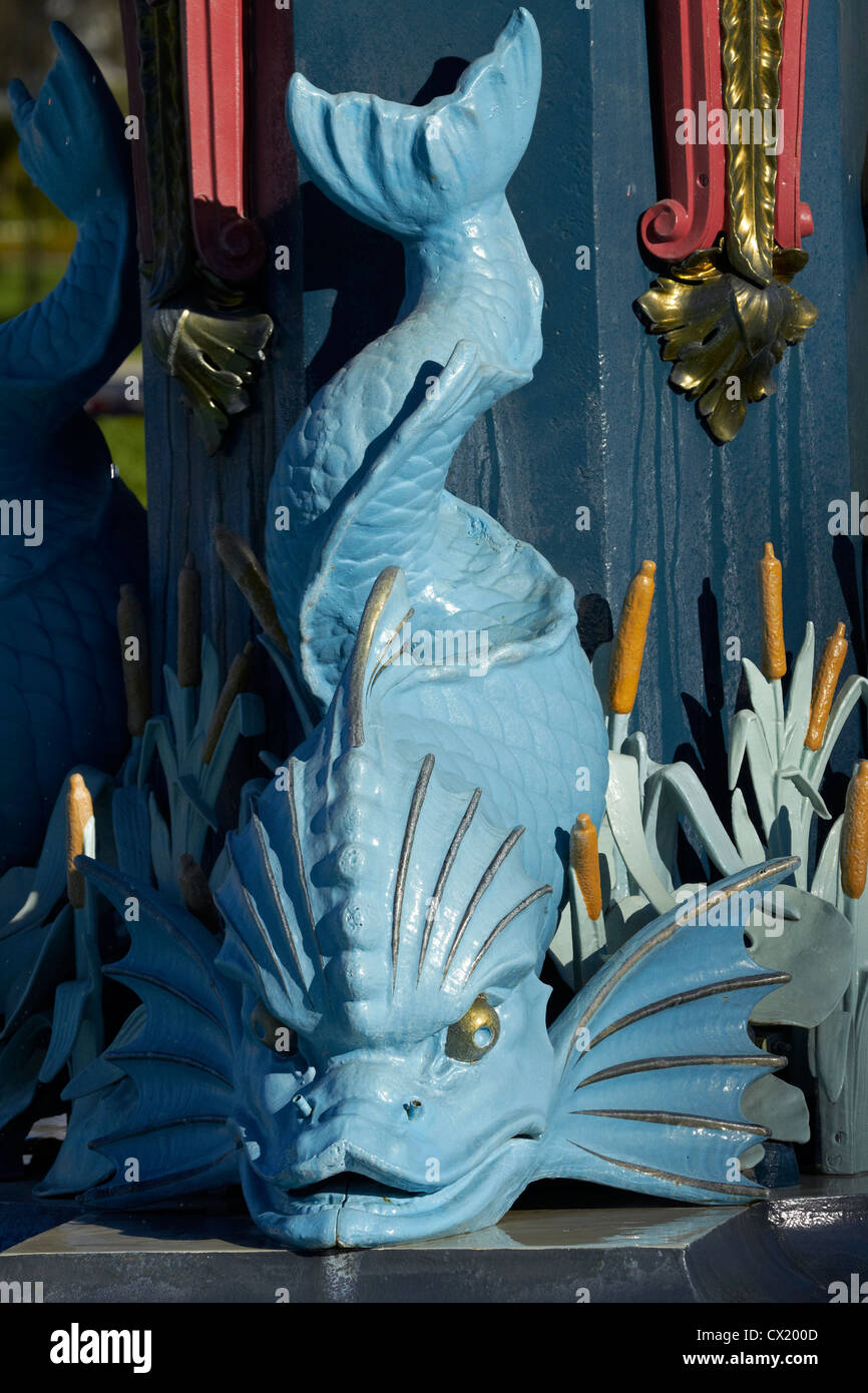 Fish sculpture on Peacock Fountain, Botanic Gardens, Christchurch