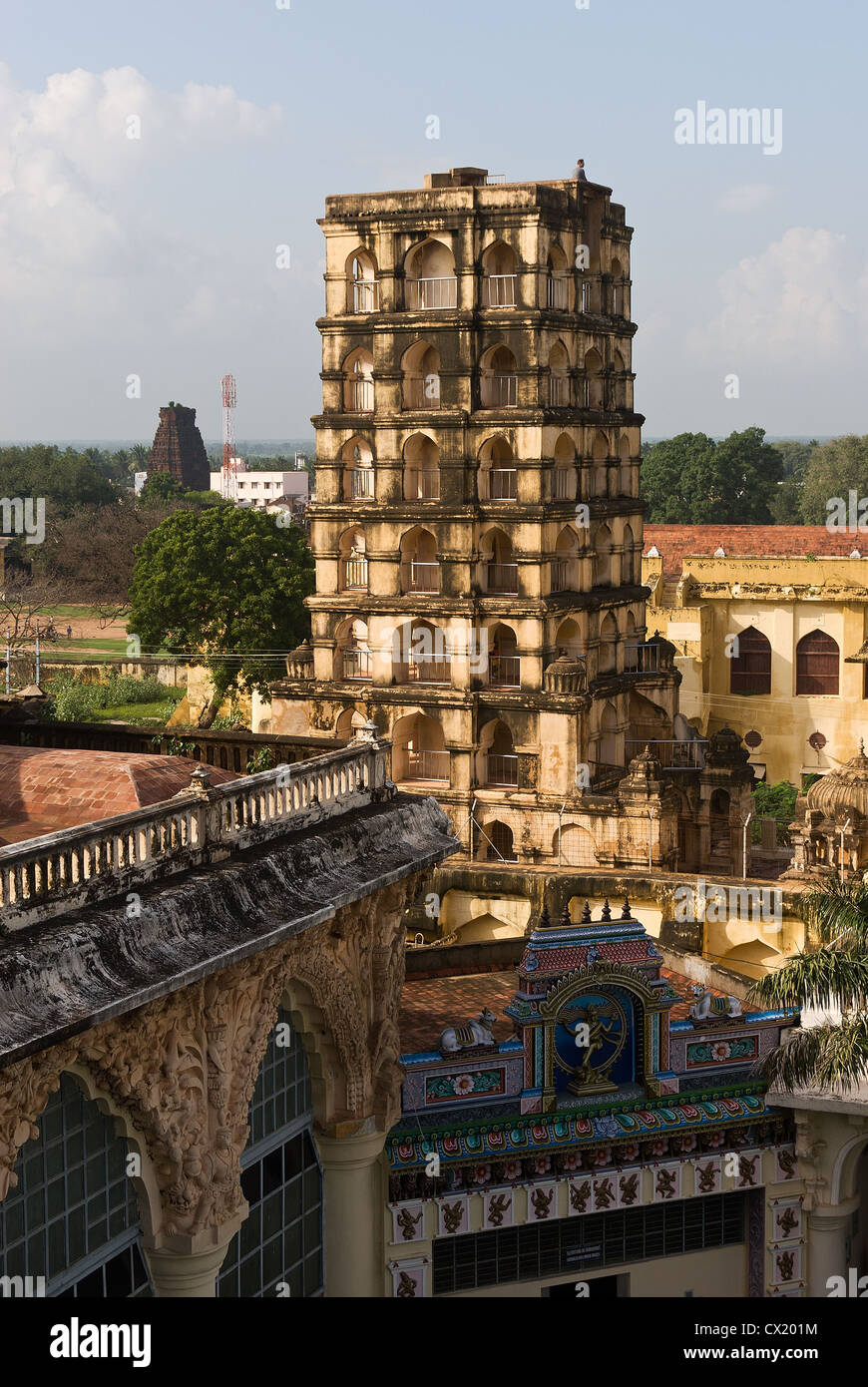 Elk2014673v India, Tamil Nadu, Thanjavur, Royal Palace, bell tower Stock Photo Alamy
