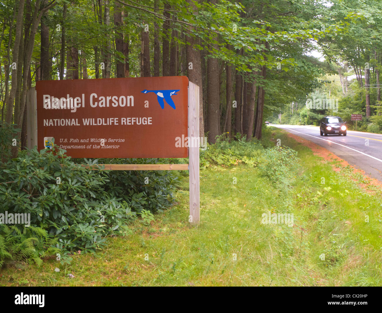 Rachel Carson National Wildlife Refuge sign Stock Photo